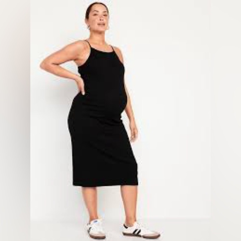 Old Navy Maternity High Neck Rib-Knit Midi Dress